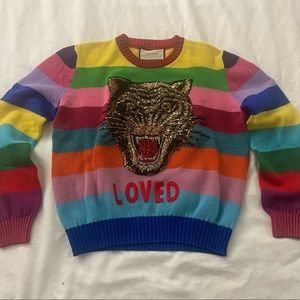 Gucci Tiger Design Round Neck Sweater